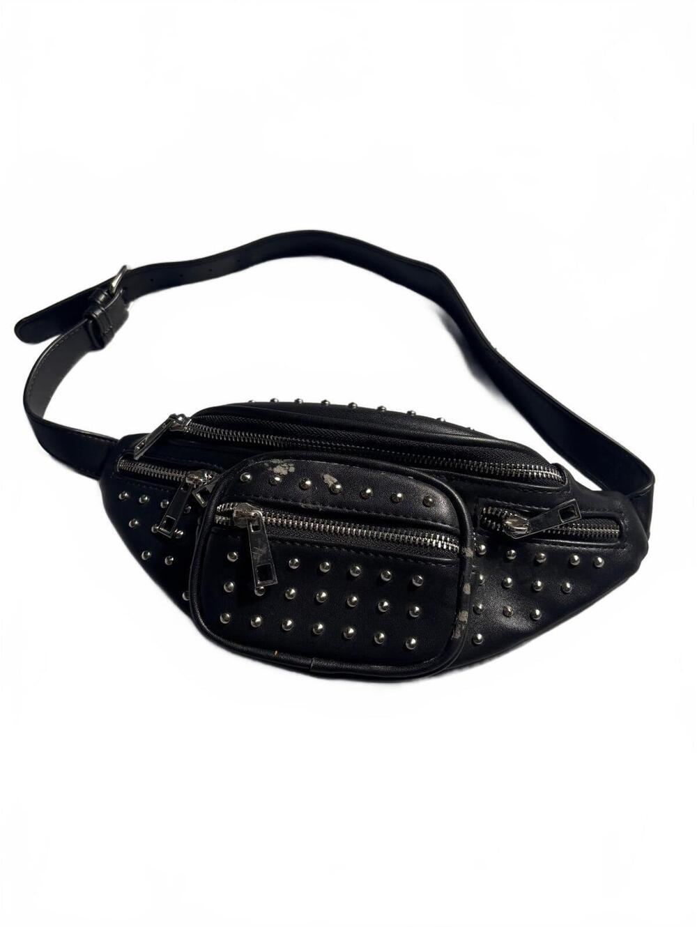 Forever 21 Black Faux Leather Studded Belt Bag
